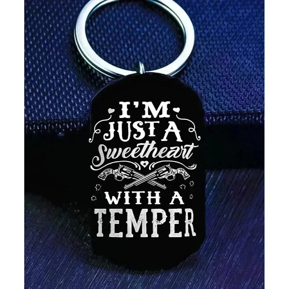 I Am Sweet Heart With Temper Hot Funny Cute Quote Keychain